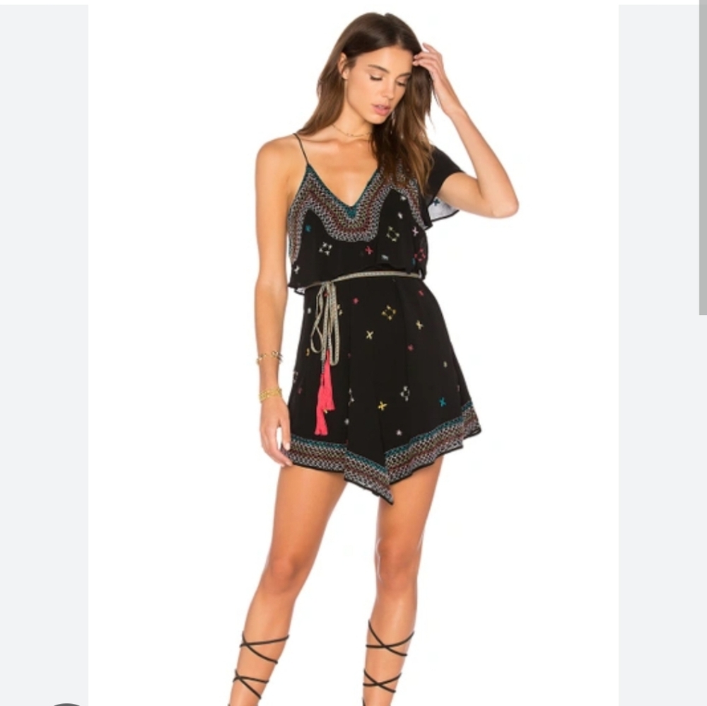 Free People These Eyes Together Asymmetrical Mini Dress sz Large